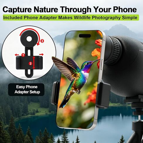 25-75x60 Spotting Scope for Bird Watching, Lightweight Telescope with Tripod & Phone Adapter, Powerful Zoom Scope for Wildlife Viewing, Nature Observation and Outdoor Adventures in Saudi Arabia