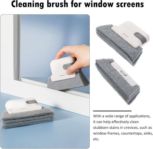Window Groove Cleaning Brush Groove Gap Cleaning Tool with Pp and Scouring Pad with Replaceable Brush Head Easy to Hold for Cracks and Window Frames in Saudi Arabia