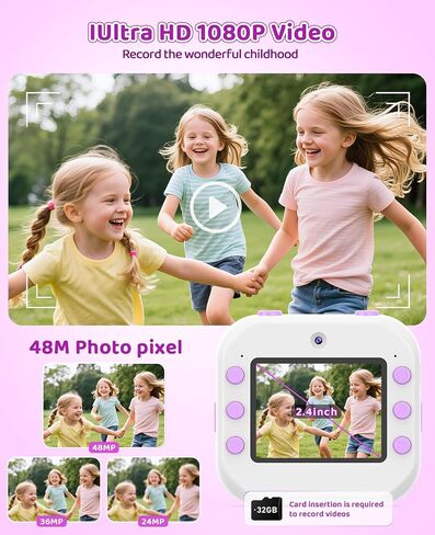 Kids Camera Instant Print for Kids Christmas Birthday Gifts Age 4-12,Quick-Release Prints Camera Toddler Portable Travel Toy 6 7 8 9 10 Year Old Girls-Purple in Kuwait