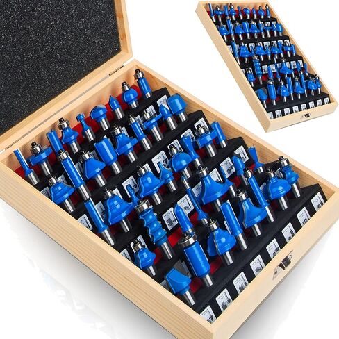 TAIWAIN Router Bit Set Wood Cutter 1/2-Inch Shank 3PCS Bevel Raised Panel Woodworking Cutters Woodwork Carbide Groove Tongue Milling Tool, Cabinet Door Rail and Stile Router Bits Sets(3) in Saudi Arabia