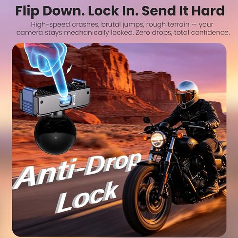 25mm Ball Head Magnetic Mount with Mechanical Lock for Insta360 X5/X4 Air/Ace Pro 2/Ace Pro/Ace RAM B-Size Compatible, Aluminum Adapter for Motorcycle Handlebar, Fork Stem, Marine Rail Mounts in Kuwait