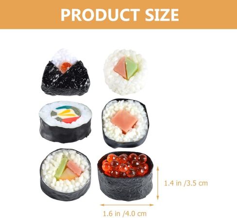 ARTIBETTER 18 Pcs Artificial Sushi Model Fake Sushi Rolls and Nigiri Onigiri Rice Rolls Realistic Lifelike Fake Food Prop for Photo Studio Retail Display Shop Decor in Kuwait