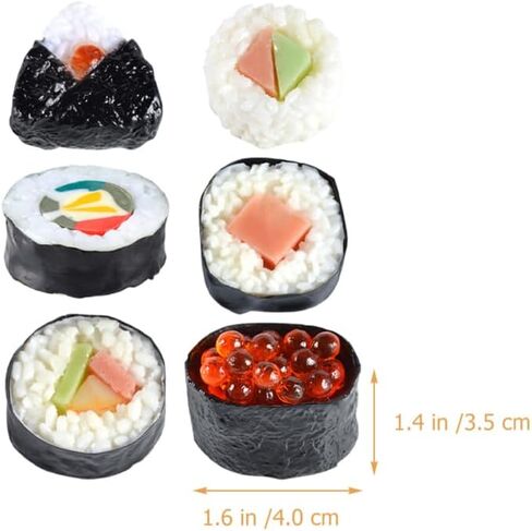 ARTIBETTER 18 Pcs Artificial Sushi Model Fake Sushi Rolls and Nigiri Onigiri Rice Rolls Realistic Lifelike Fake Food Prop for Photo Studio Retail Display Shop Decor in Kuwait