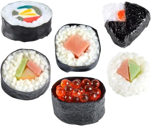 ARTIBETTER 18 Pcs Artificial Sushi Model Fake Sushi Rolls and Nigiri Onigiri Rice Rolls Realistic Lifelike Fake Food Prop for Photo Studio Retail Display Shop Decor in Kuwait