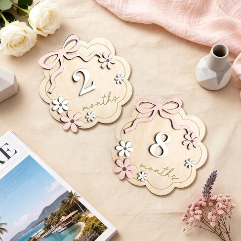 Monthly Milestone Signs Double-Sided Newborn Sign Photo Props Growth Tracker Milestone Signs for Newborns Decor and Photography in Saudi Arabia