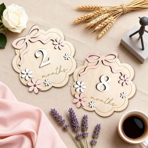 Monthly Milestone Signs Double-Sided Newborn Sign Photo Props Growth Tracker Milestone Signs for Newborns Decor and Photography in Saudi Arabia