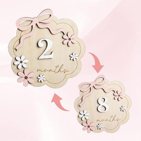 Monthly Milestone Signs Double-Sided Newborn Sign Photo Props Growth Tracker Milestone Signs for Newborns Decor and Photography in Saudi Arabia