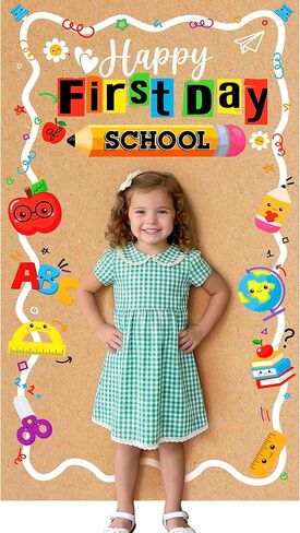Joy Bang First Day of School Banner Backdrop Decorations, 35x63 Inch | Welcome Back to School Banner Decorations Sign Photo Props Backdrop for Kindergarten Classroom Home Wall Door Cover in Saudi Arabia