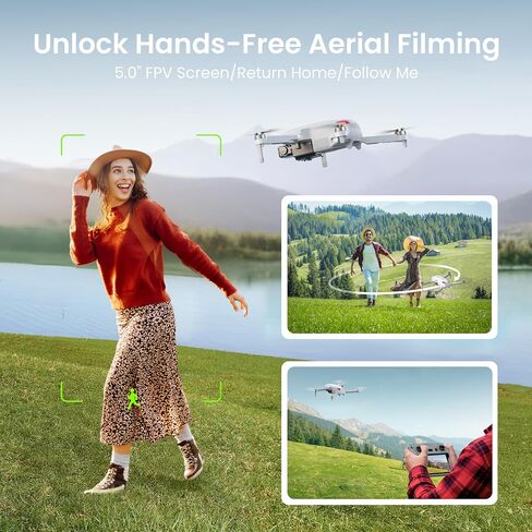 PLEGBLE Drones with Camera for Adults 4K, GPS Drone with Controller Screen | EIS 4K Camera, 5.0" Screen on Controller, 70 Mins Flight, Long Range Transmission, AI Track & Orbit, Follow Me, Auto Return in Kuwait