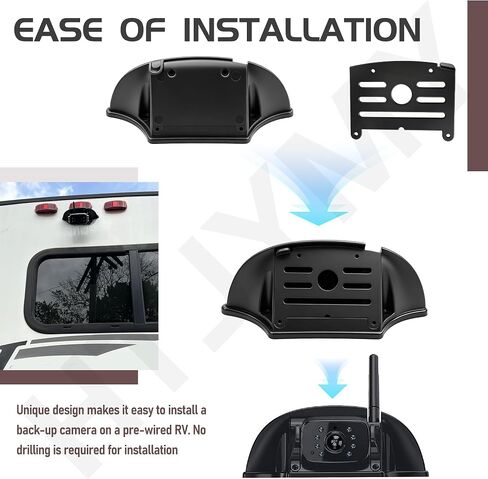 Universal Backup Camera Bracket Adapter & FRCBRKT-BL Mounting Bracket | for Fu-rrion Pre-Wired Mount Pre-Install Mounting Kit for RVs Camper 5th Wheel Trailer, w/ Pig Tail Wire Plug in Saudi Arabia