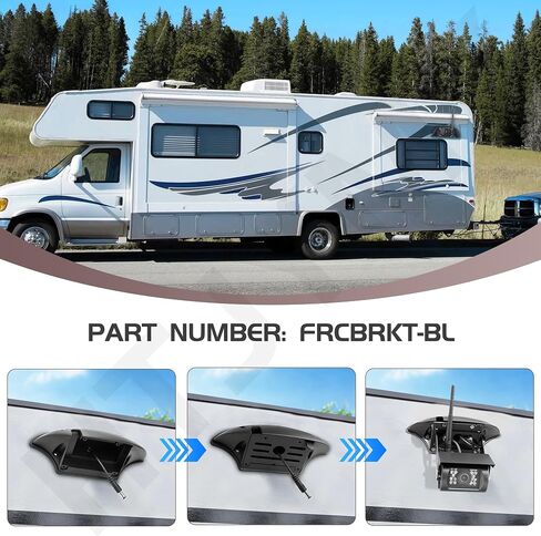 Universal Backup Camera Bracket Adapter & FRCBRKT-BL Mounting Bracket | for Fu-rrion Pre-Wired Mount Pre-Install Mounting Kit for RVs Camper 5th Wheel Trailer, w/ Pig Tail Wire Plug in Saudi Arabia