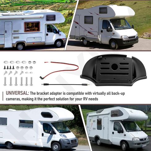Universal Backup Camera Bracket Adapter & FRCBRKT-BL Mounting Bracket | for Fu-rrion Pre-Wired Mount Pre-Install Mounting Kit for RVs Camper 5th Wheel Trailer, w/ Pig Tail Wire Plug in Saudi Arabia