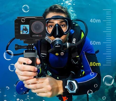 حافظة Coyktonty Dive لجهاز DJI Osmo Action 5 Pro/Action 4/Action 3,80M حافظة ألومنيوم مقاومة للماء مع فتحة 1/4 ملولبة، دعامة محول تثبيت، فتحة حذاء بارد، تدعم الاتجاه الأفقي/الصورة in Kuwait