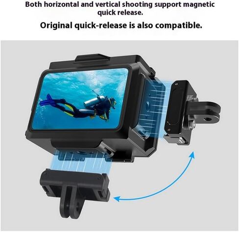 حافظة Coyktonty Dive لجهاز DJI Osmo Action 5 Pro/Action 4/Action 3,80M حافظة ألومنيوم مقاومة للماء مع فتحة 1/4 ملولبة، دعامة محول تثبيت، فتحة حذاء بارد، تدعم الاتجاه الأفقي/الصورة in Kuwait