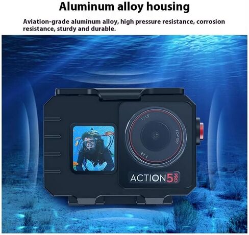 حافظة Coyktonty Dive لجهاز DJI Osmo Action 5 Pro/Action 4/Action 3,80M حافظة ألومنيوم مقاومة للماء مع فتحة 1/4 ملولبة، دعامة محول تثبيت، فتحة حذاء بارد، تدعم الاتجاه الأفقي/الصورة in Kuwait