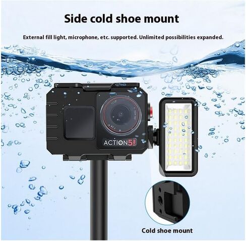 حافظة Coyktonty Dive لجهاز DJI Osmo Action 5 Pro/Action 4/Action 3,80M حافظة ألومنيوم مقاومة للماء مع فتحة 1/4 ملولبة، دعامة محول تثبيت، فتحة حذاء بارد، تدعم الاتجاه الأفقي/الصورة in Kuwait