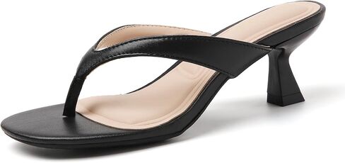 Tilocow Kitten Heels Flip Flops for Women Square Open Toe Thong Sandals Slip On Low Heel Comfortable Summer Shoes for Casual in Saudi Arabia