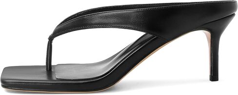 Thong Kitten Heels for Women Square Toe Flip Flop Low Heel Sandals Slip On Slides Comfortable Fashion Party Dressy Heeled Slipper Sandals Shoes Black US8 in Saudi Arabia