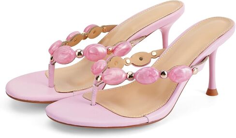 Women's Flip Flop Kitten Heels Jeweled Thong Heeled Sandals in Saudi Arabia