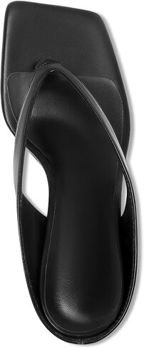 Thong Kitten Heels for Women Square Toe Flip Flop Low Heel Sandals Slip On Slides Comfortable Fashion Party Dressy Heeled Slipper Sandals Shoes Black US8 in Saudi Arabia
