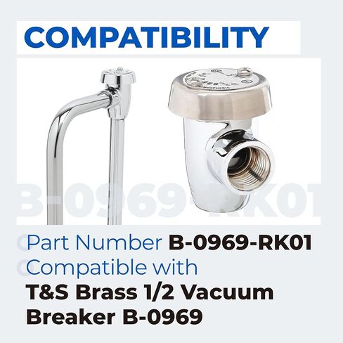 B-0969-RK01 Vacuum Breaker Repair Kit for T&S Brass | B-0969, B-969 Vacuum Breakers Replacement Part, 1/2" NPT Brass Insert, Easy Installation, Long Lasting in Saudi Arabia