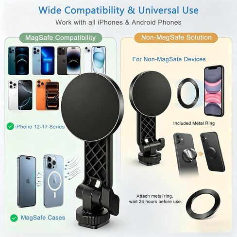 Magnetic Phone Holder Mount for DJI Osmo Pocket 3, 4 Accessories | N55 Strong Magnets, Adjustable Stand w 1/4" Threads for Tripod/Extension Rod, Expand Camera View for Vlog & Travel Shooting in Saudi Arabia