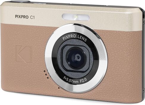 Kodak PIXPRO C1 Compact Digital Camera Brown 13MP Compact Point and Shoot with 2.8" 180° Tilt LCD Flip Screen, 4X Zoom and 1080P Full HD Video for Travel, Vlogging + Case, 32GB Card and Reader Bundle in Kuwait
