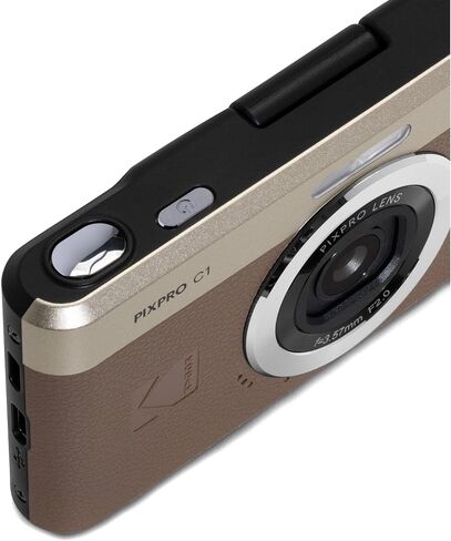Kodak PIXPRO C1 Compact Digital Camera Brown 13MP Compact Point and Shoot with 2.8" 180° Tilt LCD Flip Screen, 4X Zoom and 1080P Full HD Video for Travel, Vlogging + Case, 32GB Card and Reader Bundle in Kuwait