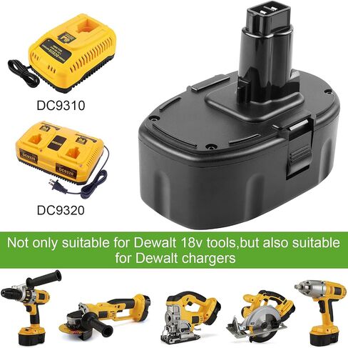 Labtec 2 حزم DC9096 18V 6000mAh بطارية ليثيوم بديلة لأدوات الطاقة اللاسلكية DeWalt 18V in Kuwait