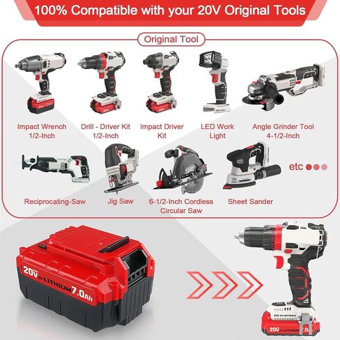 VANTTECH 2Pack PCC685L 7.0Ah Replacement for Porter Cable 20V Lithium-ion PPL1810 Battery PCC680L PCC685LP PCC682L PCC681L PCC680LP PCC640 Compatible with Porter Cable 20V Cordless Power Tools in Saudi Arabia
