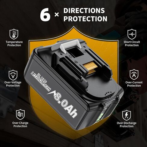 2 Pack 8.0Ah Replacement for Makita 18V Battery Compatible with Makita 18 Volt Battery BL1860 BL1850B BL1840B BL1830B BL1820 BL1815B Fit with Original 18V Power Tools and Chargers in Kuwait