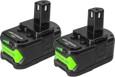 عبوتان من بطارية 18 فولت 6 أمبير متوافقة مع أدوات Ryobi 18 فولت ONE+ | بطارية ليثيوم بديلة تناسب أدوات P102، P103، P104، P105، P107 وP108، مثالية للاستخدام في المنزل وفي ورشة العمل in Kuwait