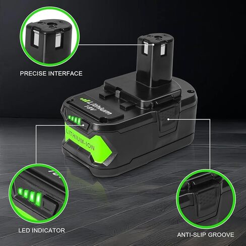 عبوتان من بطارية 18 فولت 6 أمبير متوافقة مع أدوات Ryobi 18 فولت ONE+ | بطارية ليثيوم بديلة تناسب أدوات P102، P103، P104، P105، P107 وP108، مثالية للاستخدام في المنزل وفي ورشة العمل in Kuwait