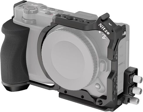 Nitze ZR Cage with Silicone Grip & Cable Clamp for Nikon ZR Camera - T-N10B | Compatible with DJI RS 2 / RSC 2 / RS 3 / RS 3 Pro/ RS 4 / RS 4 Pro / RS 5 Gimbal and Tripod, Cold Shoe & Arca-Type Plate in Kuwait
