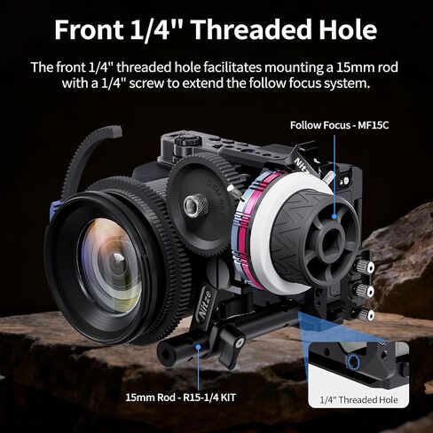 Nitze ZR Cage with Silicone Grip & Cable Clamp for Nikon ZR Camera - T-N10B | Compatible with DJI RS 2 / RSC 2 / RS 3 / RS 3 Pro/ RS 4 / RS 4 Pro / RS 5 Gimbal and Tripod, Cold Shoe & Arca-Type Plate in Kuwait