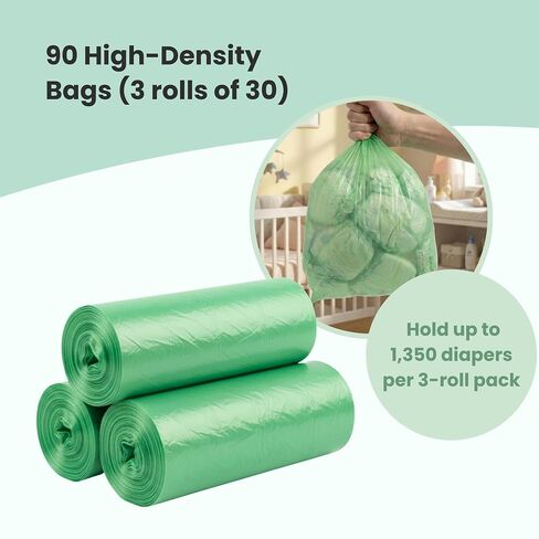 iTouchless Universal Diaper Pail & Trash Can Refill Bags (90 Count) - Heavy Duty & Tear-Resistant Nursery Liners - Fits Most Systems & Small Bins - 3 Pack - Stop Expensive Refills - Odor-Lock Strength in Saudi Arabia
