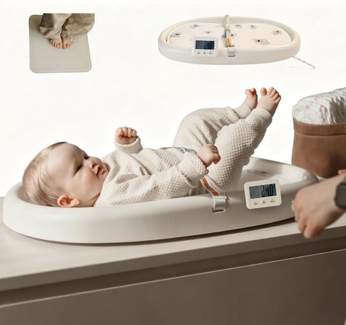 Cuddobaby 4-in-1 Changing Pad | Baby Scale | Height | Room Temp - Vanilla | Weight & Height Growth Monitoring, Integrated Tape, Wipe Clean Cover, for Newborn, Toddler & Adult - Table, Dresser, Bed in Kuwait