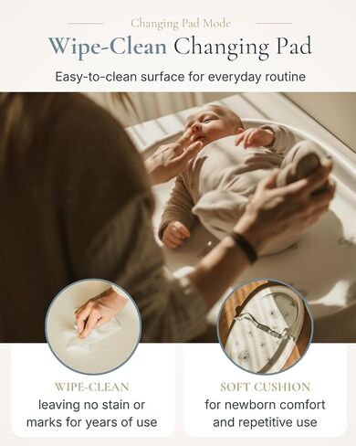 Cuddobaby 4-in-1 Changing Pad | Baby Scale | Height | Room Temp - Vanilla | Weight & Height Growth Monitoring, Integrated Tape, Wipe Clean Cover, for Newborn, Toddler & Adult - Table, Dresser, Bed in Kuwait