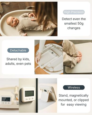 Cuddobaby 4-in-1 Changing Pad | Baby Scale | Height | Room Temp - Vanilla | Weight & Height Growth Monitoring, Integrated Tape, Wipe Clean Cover, for Newborn, Toddler & Adult - Table, Dresser, Bed in Kuwait