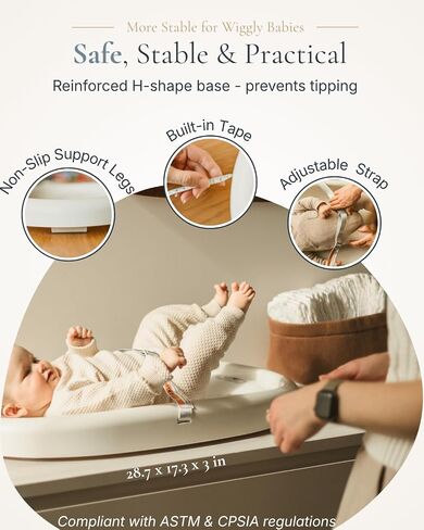 Cuddobaby 4-in-1 Changing Pad | Baby Scale | Height | Room Temp - Vanilla | Weight & Height Growth Monitoring, Integrated Tape, Wipe Clean Cover, for Newborn, Toddler & Adult - Table, Dresser, Bed in Kuwait