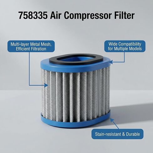 758335 Air Filter Compatible with SRL-3.7/5.5/1/15MB5C & Ingersoll Rand RS200I RS250 Oil-Free Scroll Air Compressor. Replacement for 758334 24854390 740752 SA190408 47650062001 in Kuwait