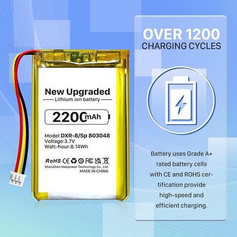 DXR-8 Battery, 2200mAh Rechargeable Battery for Infant Optics DXR-8 Baby Monitor Sp 803048 3.7V (Not Compatible with DXR-8 Pro) in Kuwait