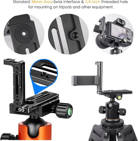 Camera L Bracket for Live,Tripod Quick Release Plate with Arca Rail Compatible with Sony Canon Nikon Bmpcc DJI/Zhiyun Gimbal Tripod Monopod for Vlog in Saudi Arabia