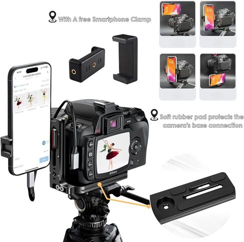 Camera L Bracket for Live,Tripod Quick Release Plate with Arca Rail Compatible with Sony Canon Nikon Bmpcc DJI/Zhiyun Gimbal Tripod Monopod for Vlog in Saudi Arabia