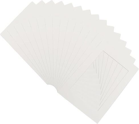 Picture Mats 15 Pcs White 6x8 Outer Size for 5x7 Photos | Paper Acid Free Core, Bevel Cut Mat Board, For Framing Artworks, Prints, Photo Display in Saudi Arabia