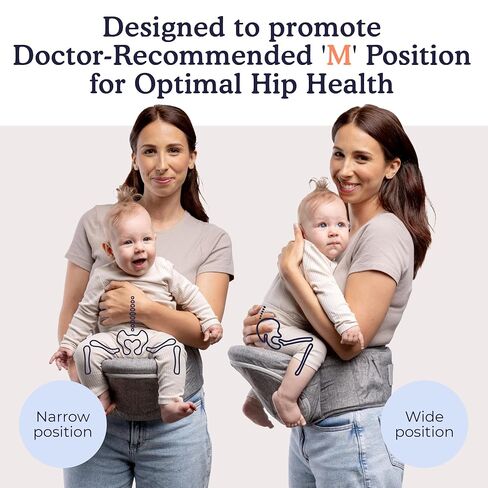Beco Foldable Hip Seat Baby Carrier, Newborn to Toddler, 4-in-1, Gray | Folds flat to stash in a diaper bag, Supportive Seat eases arm and back strain, adapts easily for ages 0-36 months. in Kuwait