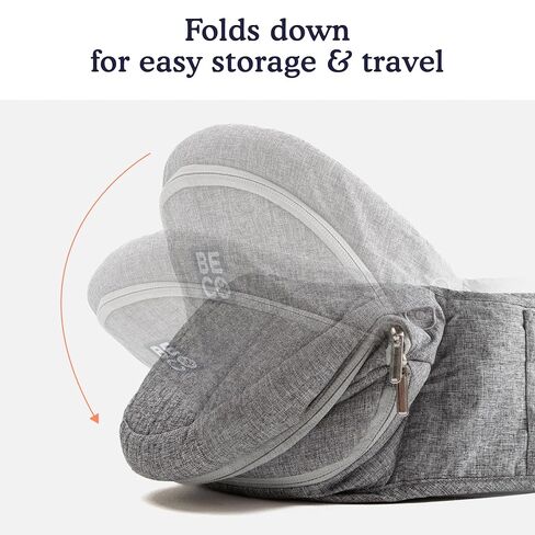Beco Foldable Hip Seat Baby Carrier, Newborn to Toddler, 4-in-1, Gray | Folds flat to stash in a diaper bag, Supportive Seat eases arm and back strain, adapts easily for ages 0-36 months. in Kuwait