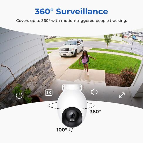 IMILAB EC6 3K Plug-in Security Camera Outdoor: Camera for Home Security w/Spotlight 360° Rotating Surveillance, Auto-Tracking Frontdoor/Backyard Cam, 2.4Ghz WiFi, 24/7 Recording, No Monthly Fee in Saudi Arabia
