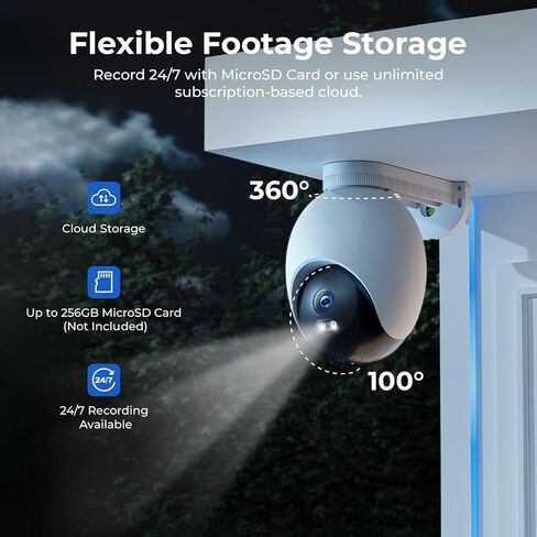 IMILAB EC6 3K Plug-in Security Camera Outdoor: Camera for Home Security w/Spotlight 360° Rotating Surveillance, Auto-Tracking Frontdoor/Backyard Cam, 2.4Ghz WiFi, 24/7 Recording, No Monthly Fee in Saudi Arabia