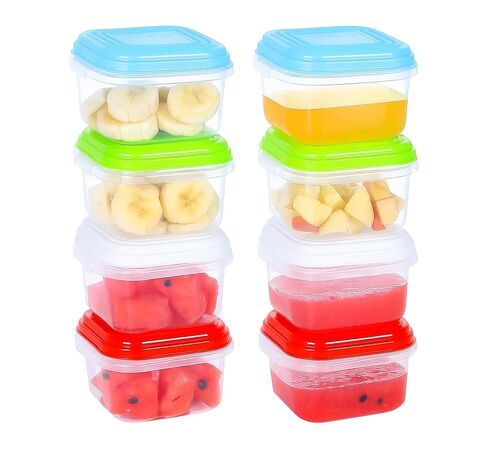 8 Pack 4 oz Baby Food Containers with Lids - Reusable Plastic Jars for Snack, Puree, & Salad Dressing, Deli Containers - Freezer Safe Baby Food Storage - Leakproof, Dishwasher Safe in Kuwait